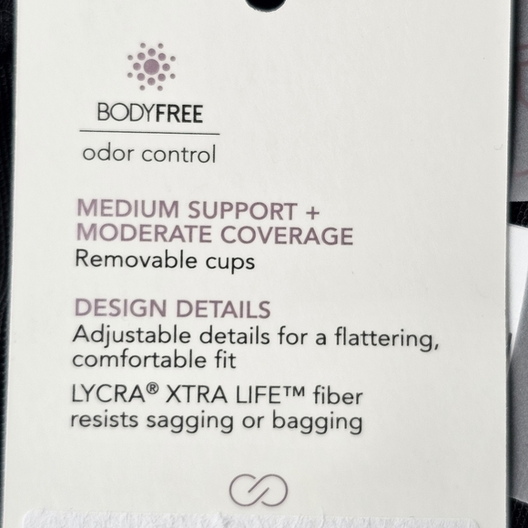 CALIA Square Neck Bikini Top Pure Black Medium Support Built-in Underwire XS - Picture 8 of 12